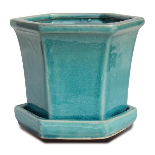 Glazed Ceramic Bonsai Pots Manufactory Direct Ceramic Pot Resistant Hexagon Pot Factory