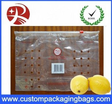 100 % Pe Ziplock Fruit Packing Bag With Holes For Lemon