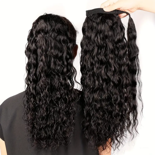 Water Wave Ponytail Human Hair Extensions