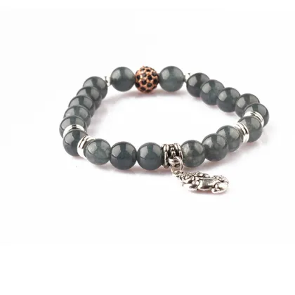 2018 wholesale bead bracelet 8mm round natural blue jade gemstone cross bracelet