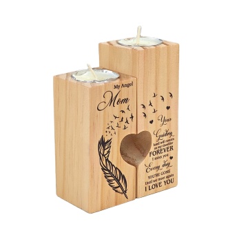 Subbank Custom Wooden Valentine's Day Gift - Romantic Heart Shaped Candle Holder