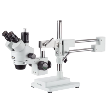 Simul-Focal Trinocular Boom-Arm Stereo Microscope 3.5X-90X - AmScope