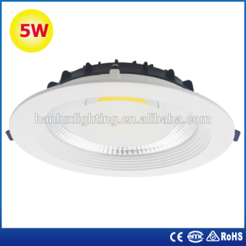 Die-casting Aluminum+Plastic COB 185-265V 5W LED Downlight