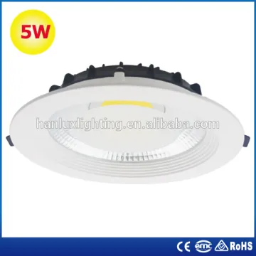 Die-casting Aluminum+Plastic COB 185-265V 5W LED Downlight
