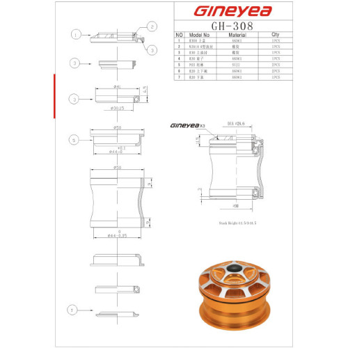 Bicycle Headset 44mm Bearing Mountain Bike Frame