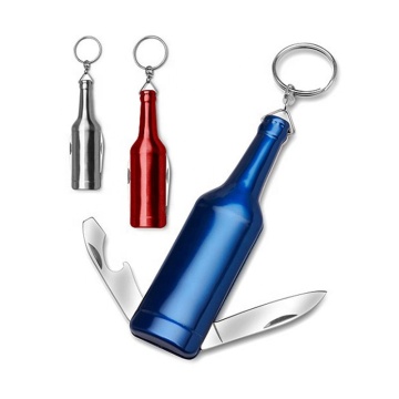 Coltello tascabile con apri bottiglia in forma di bottiglia
