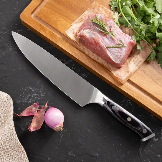 Professional 8 Inch German Stainless Steel Chef Knife: 1.4116 High Quality Meat Cutting Tool for Kitchen