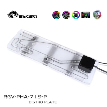 Bykski Distro Plate for Phanteks 719LTG Case - 360 Radiator Water Cooling Loop, 12V/5V RGB Sync