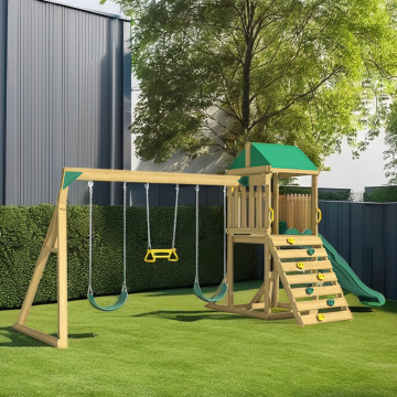 Outdoor Wooden Kids Gym - Swing Sets and Slides for Garden Play