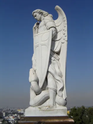 outdoor garden decoration stone carving marble saint michael statue