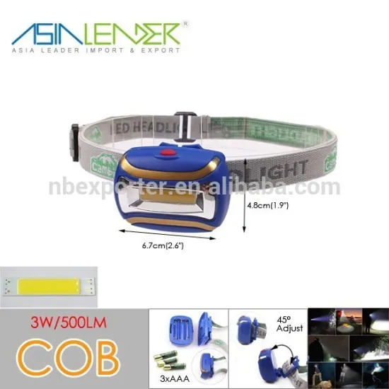 3 Working Mode 45 Degrees Adjustable COB 3W 500LM Headlight