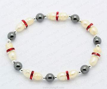 pearl hematite oval beads bracelet