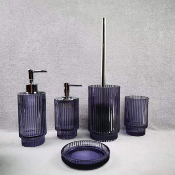 Purple stripe Bathroom Set