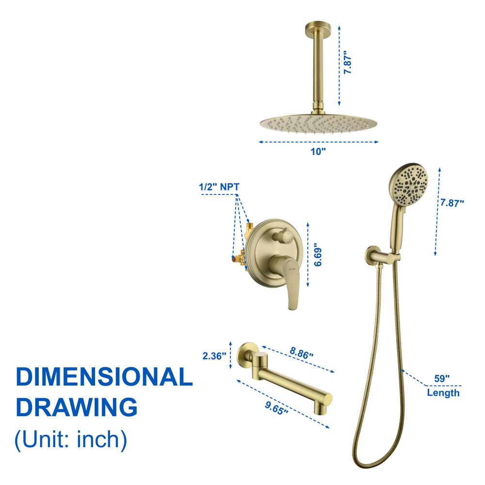 Concealed shower set 88053bg 10 5