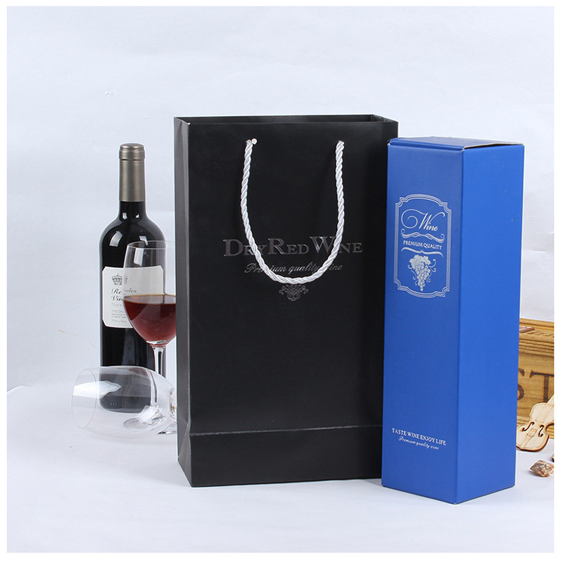 شعار مخصص اثنين من الزجاجات حقيبة ورقة النبيذ الفخامة