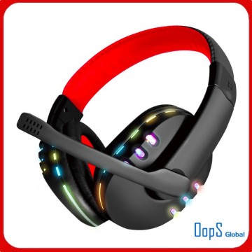 Fashion colorful computer headset with mic led lighting headphone