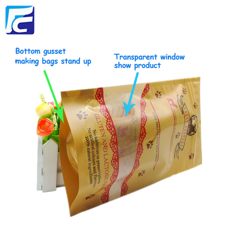 Customized ziplock pet food packaging bag with winow