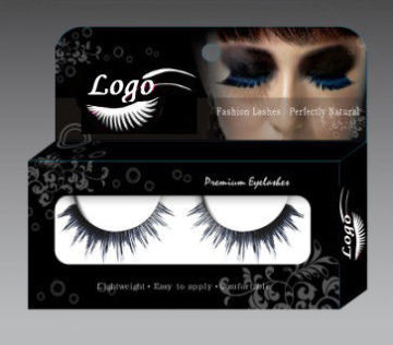 Reusable Criss-cross Party False Eyelashes Blue , Human Hair False Eyelashes
