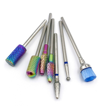 7Pcs Professional Rainbow Tungsten Carbide Diamond Nail Drill Bits Set for Acrylic Gel Nails