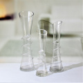 Transparent Slanted Mouth Bud Glass Vase with Wave