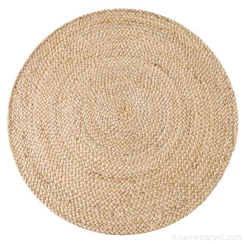 Tapis tressés de jute rond de fibre naturelle de haute qualité