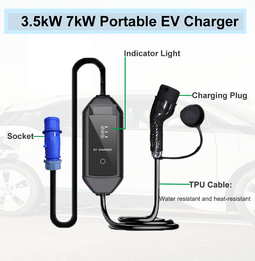 3.5KW 7KW पोर्टेबल एसी चारगिंग पाइल जीबी/टी