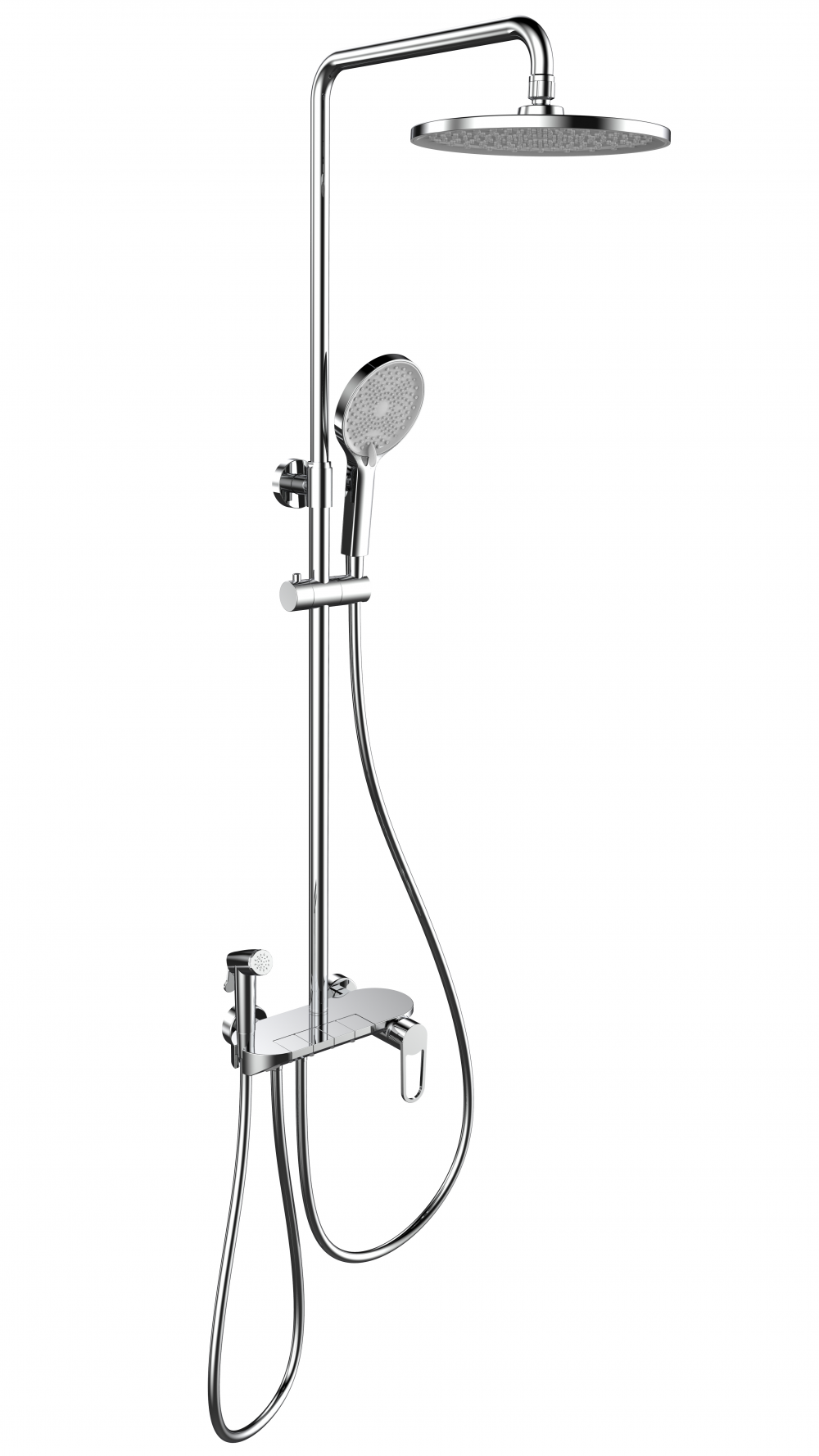 Système de douche de quatre fonctions chrome