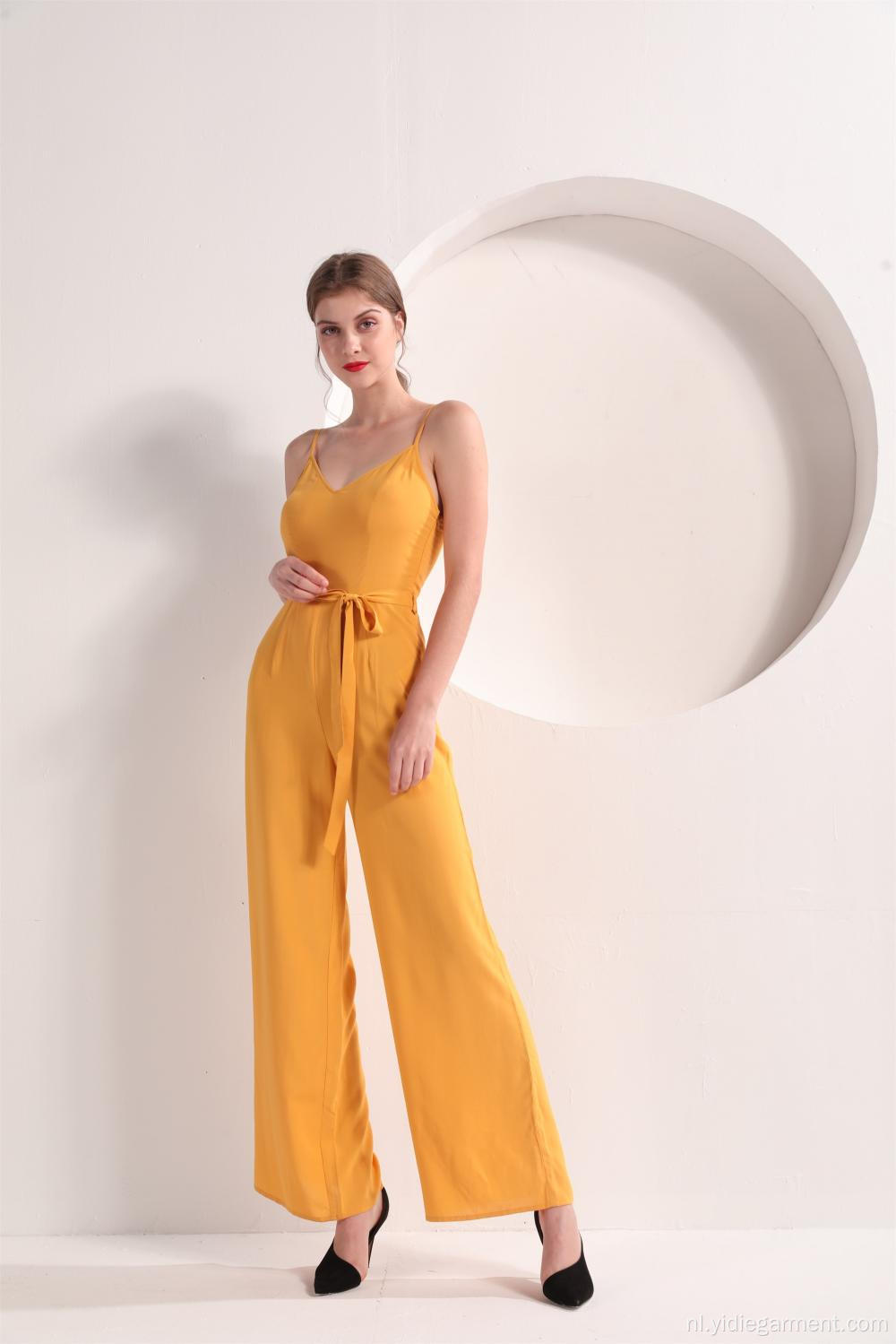 Dames gele kleur Cami jumpsuit met wijde pijpen