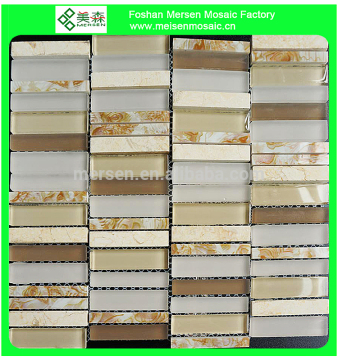 Mixed beige glass and resin mosaic SJ9106