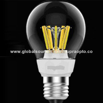 A50 5.5W LED filament light bulb, all glass no plastic