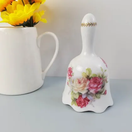 Porcelain Dinner Bell with Glazed Flower Design Ceramic Wind Chime