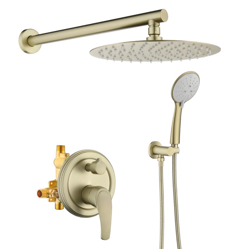 SHAMANDA Brushed Gold Wall Mount Concealed Shower Set