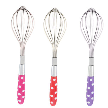 Colourful Dots Handle Egg Beater Mixer Whisk - 3pcs 8/9/10in OEM Wholesale Cheap Kitchen Tools