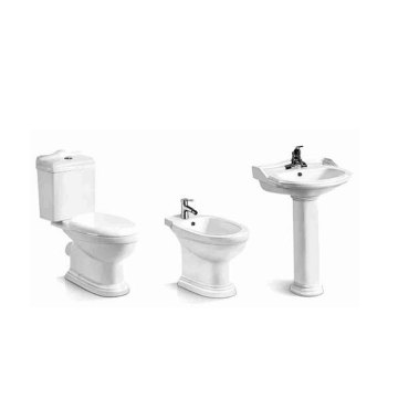 Luxury White Bathroom Design with Sanitary Wares and Two-Piece Toilet Set