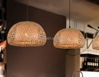 Modern Handmade Rattan Wooden Bird Nest Pendant Lamp