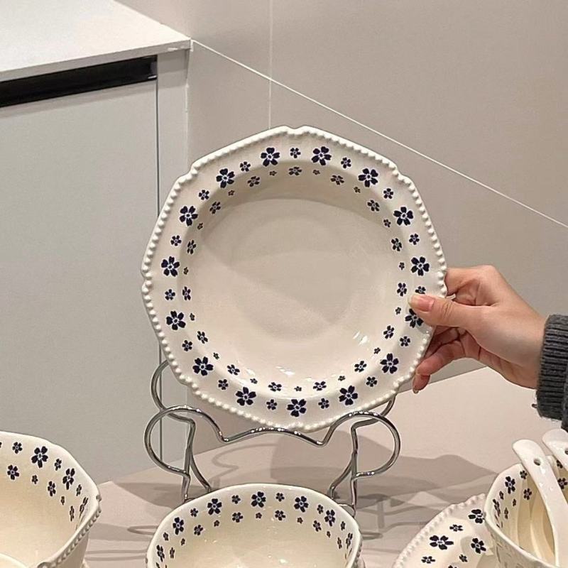 Vintage Elegance Ceramic Dinner Set with Floral Patterns