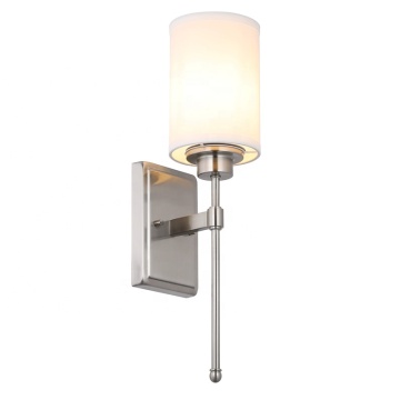 Geborstelde nikkelwand sconce met stofschaduw