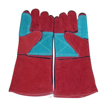 Welding Gloves with Cow Split Leather Material, One-piece Back, Reinforced Palm, Index Finger/Thumb