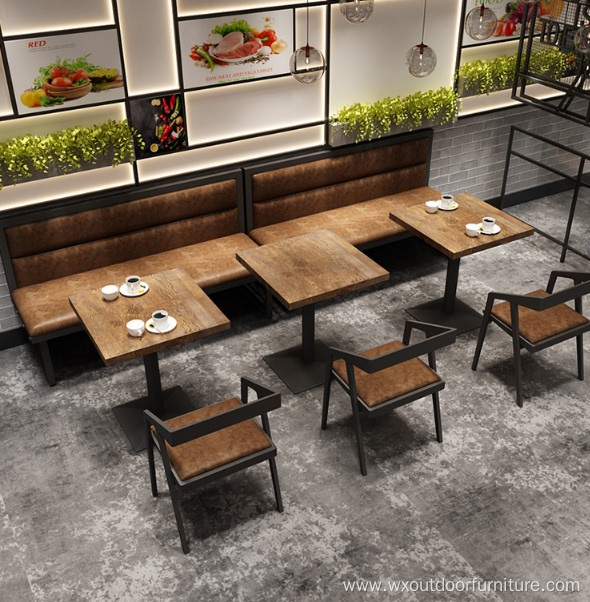 Industrial Restaurant Project Furniture Cafe Hamburger Shop Bar KTV Club Metal Leather Restaurant Sectional Sofa Booth Seating