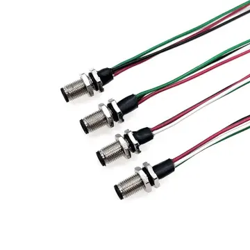 M5 Female Circular Connector Panel Mount with Wire Industrial Sensor Signal Cable Assemblies