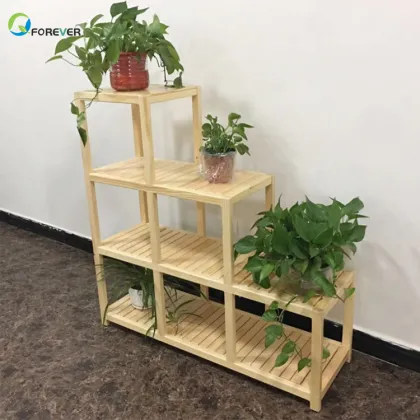 Wooden Green Plant Children Wood Frame Flower Pot Stand