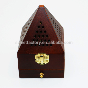 Hot sale Wood pyramid design incense burner