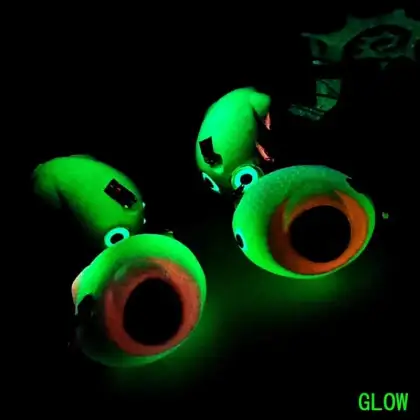 Luminous Glow Slider Snapper Sea Bream Bottom Jig Heads with Skirts - Various Weights (60g-200g)