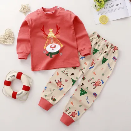 Wholesale Kids Cotton Pajamas: 73-130cm Long-sleeved Trousers Set with Great Price