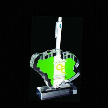 Hot/Popular Acrylic Pen Holder, Map-shapes, Customized Designs Accepted