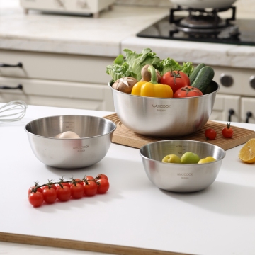 3 PCS Set 304 Stainless Steel Mixing Bowls 16/18/22CM - Maxcook