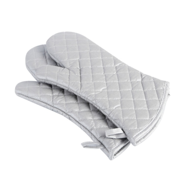 Customize Classic Extra Long Non-Slip Oven Mitts - Cotton Silver Lining BBQ Gloves