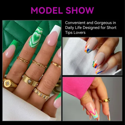 Soak Off Long Coffin Full Cover Nail Tips Artificial Fingernails