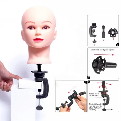 AliLeader Wholesale Female Plastic Training Mannequin Head Professional Cosmetology Bald Mannequin Heads For Wigs