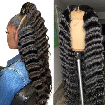 Transparent Hd Swiss Lace Loose Deep Wave Frontal Human Hair Wigs Pre Plucked Brazilian Lace Front Wig